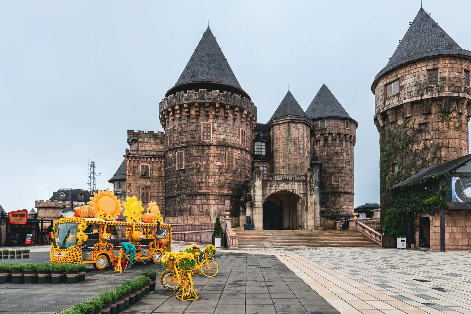 A Ba Na Hills structure in the mountains