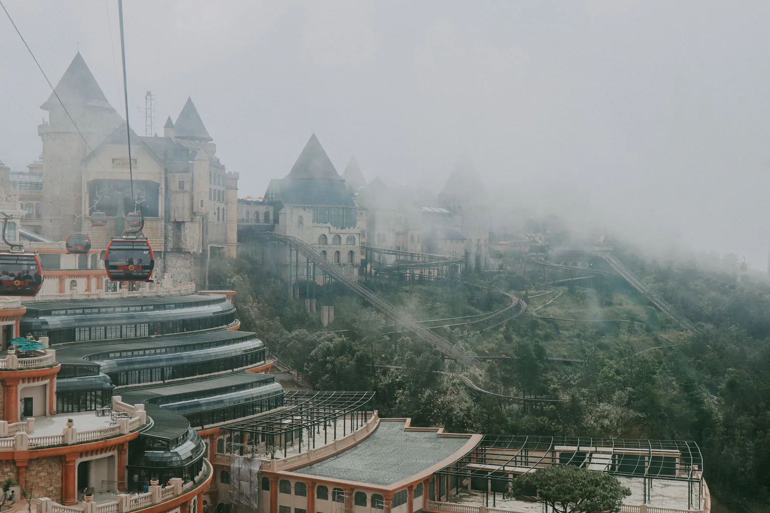 Private transfer from Da Nang to Ba Na Hills French Village in morning mist