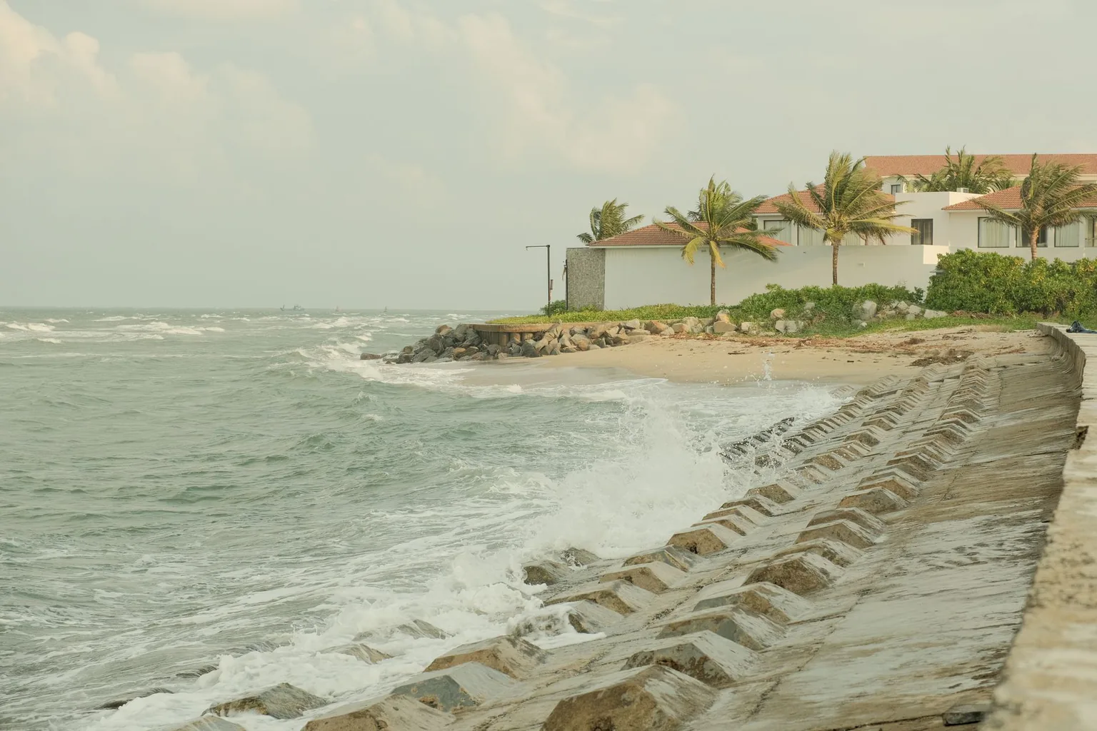Scenic Hoi An coastline with sand and sea