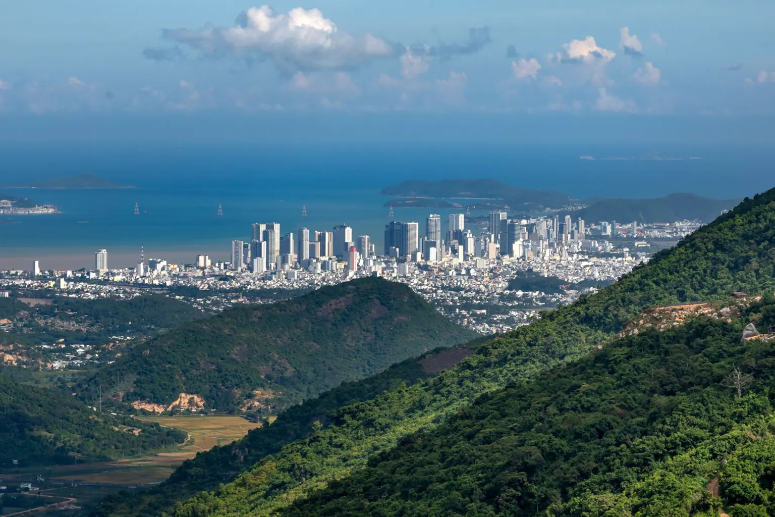 Da Nang seen from a mountainside toward the sea