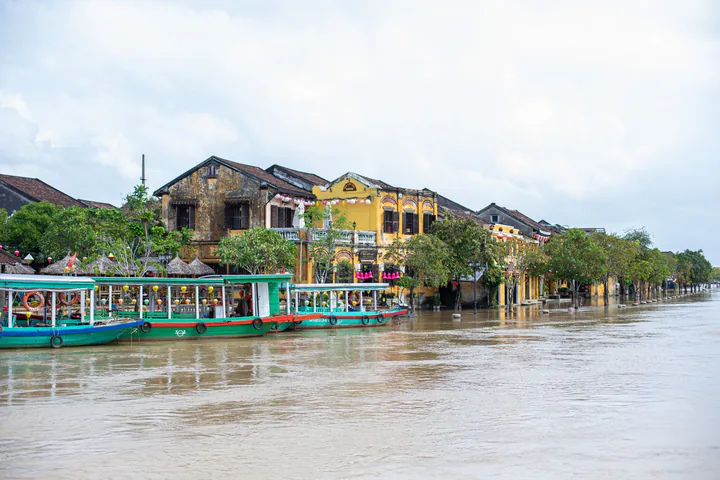 Old architecture beside the Thu Bon River in Hoi An near the Anantara resort grounds