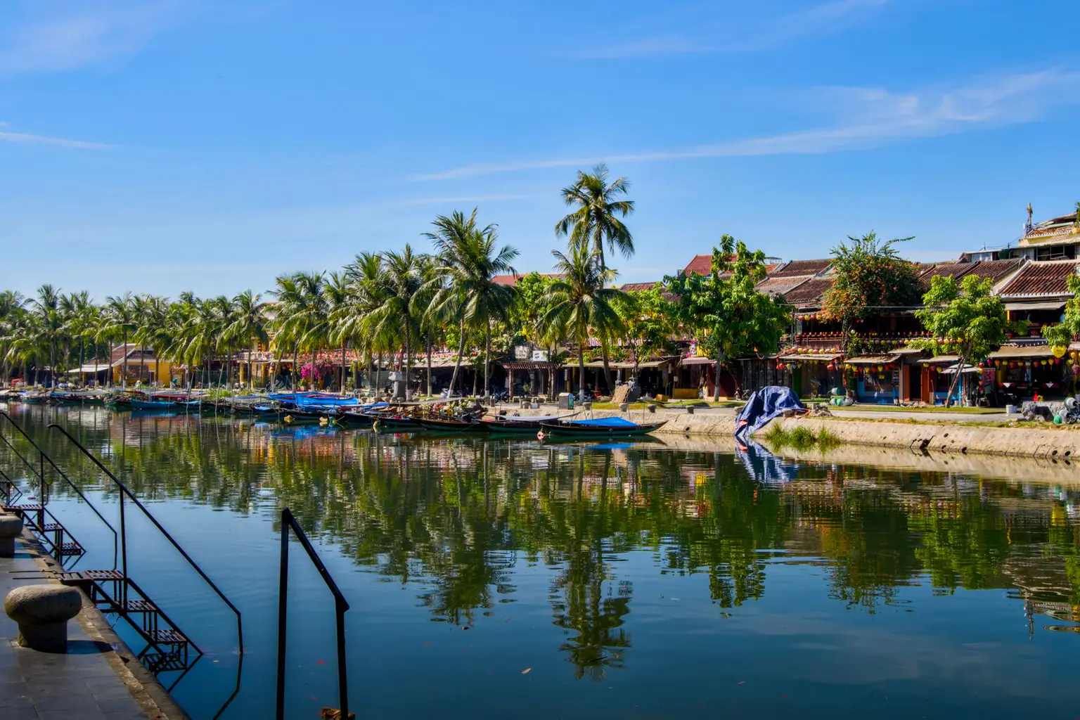 Riverside architecture along the Hoai River in Hoi An
