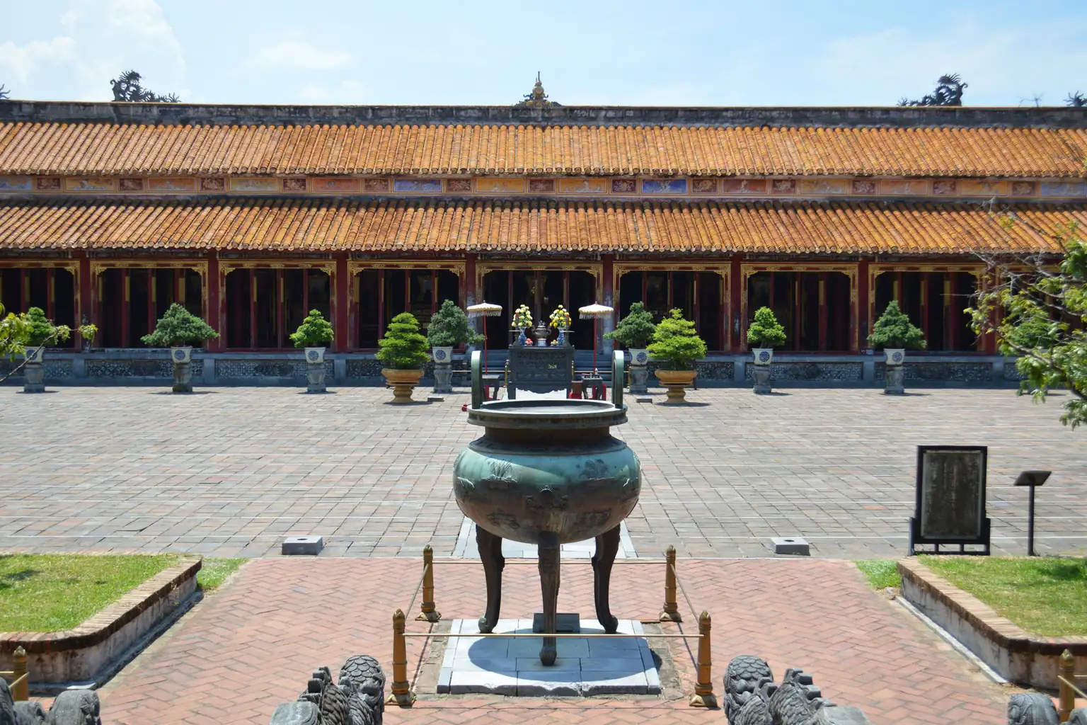 Imperial City courtyard and ancient royal tombs in Hue