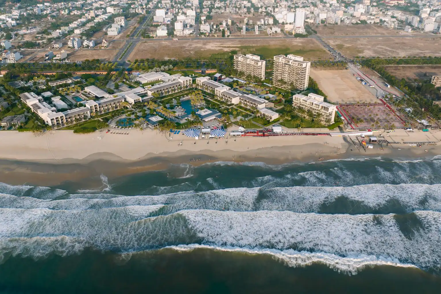 A coastal resort seen from above