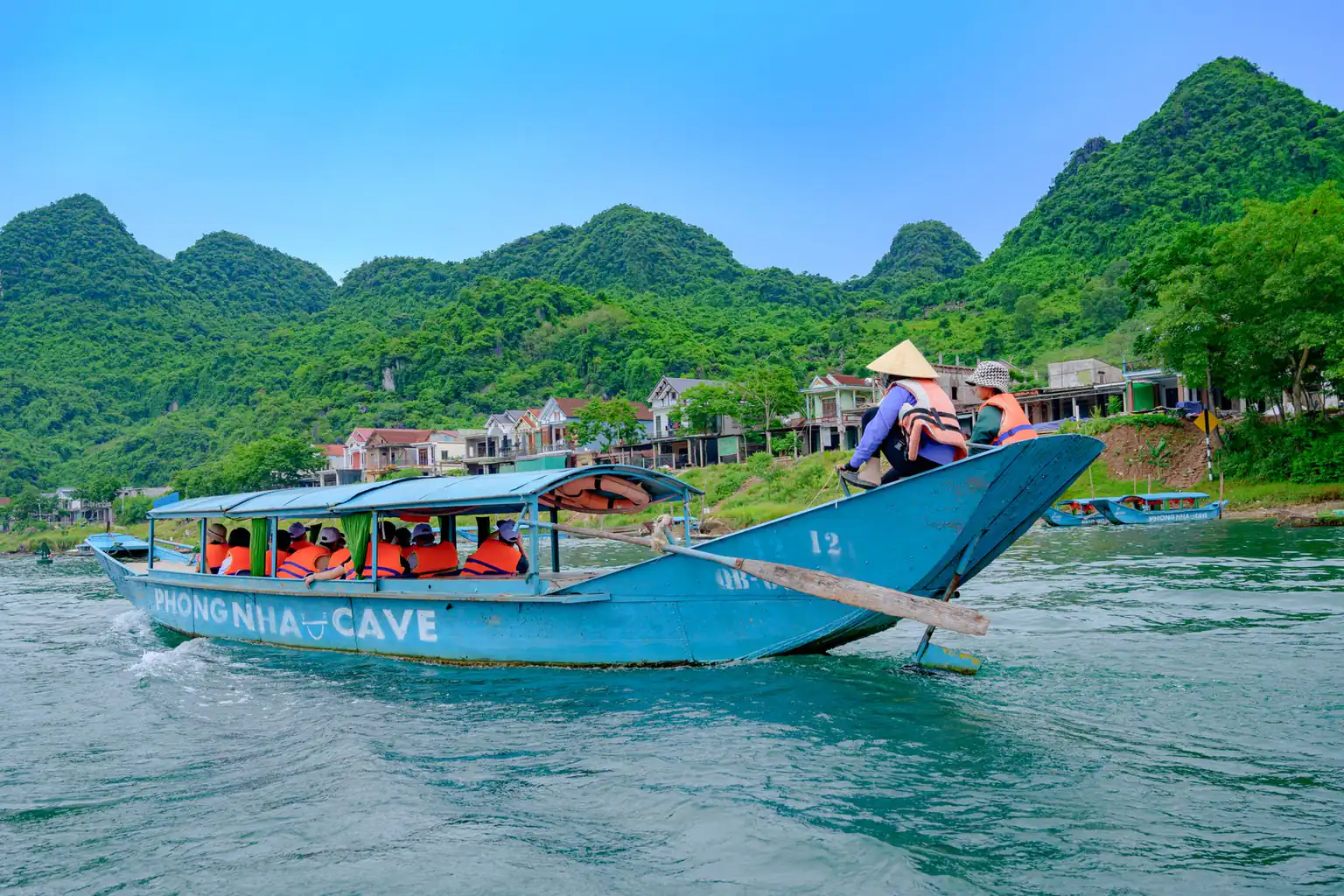 A boat on the river in Phong Nha