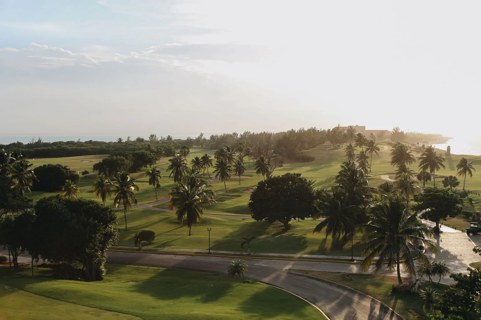 Golf course stretching along the coast